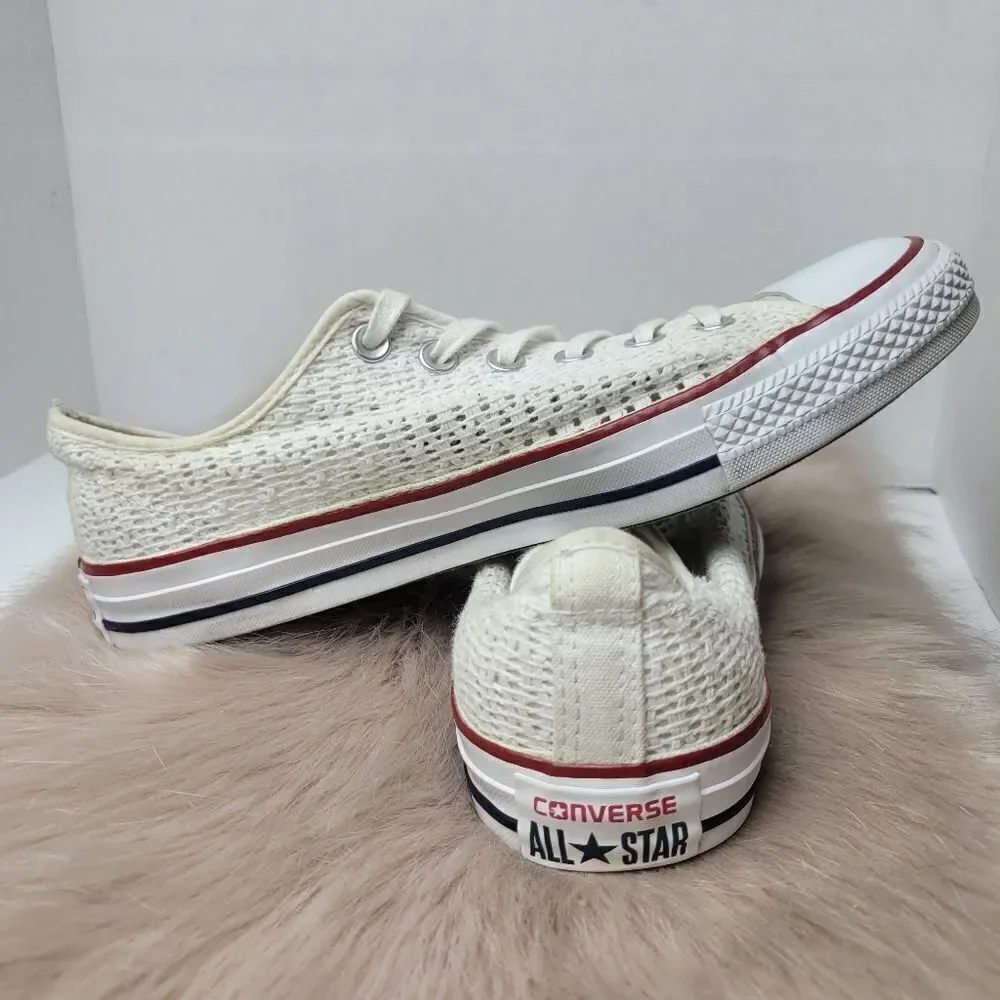 Converse All Star Women's Crochet Lace White Low Sneaker Shoes Size 9.5